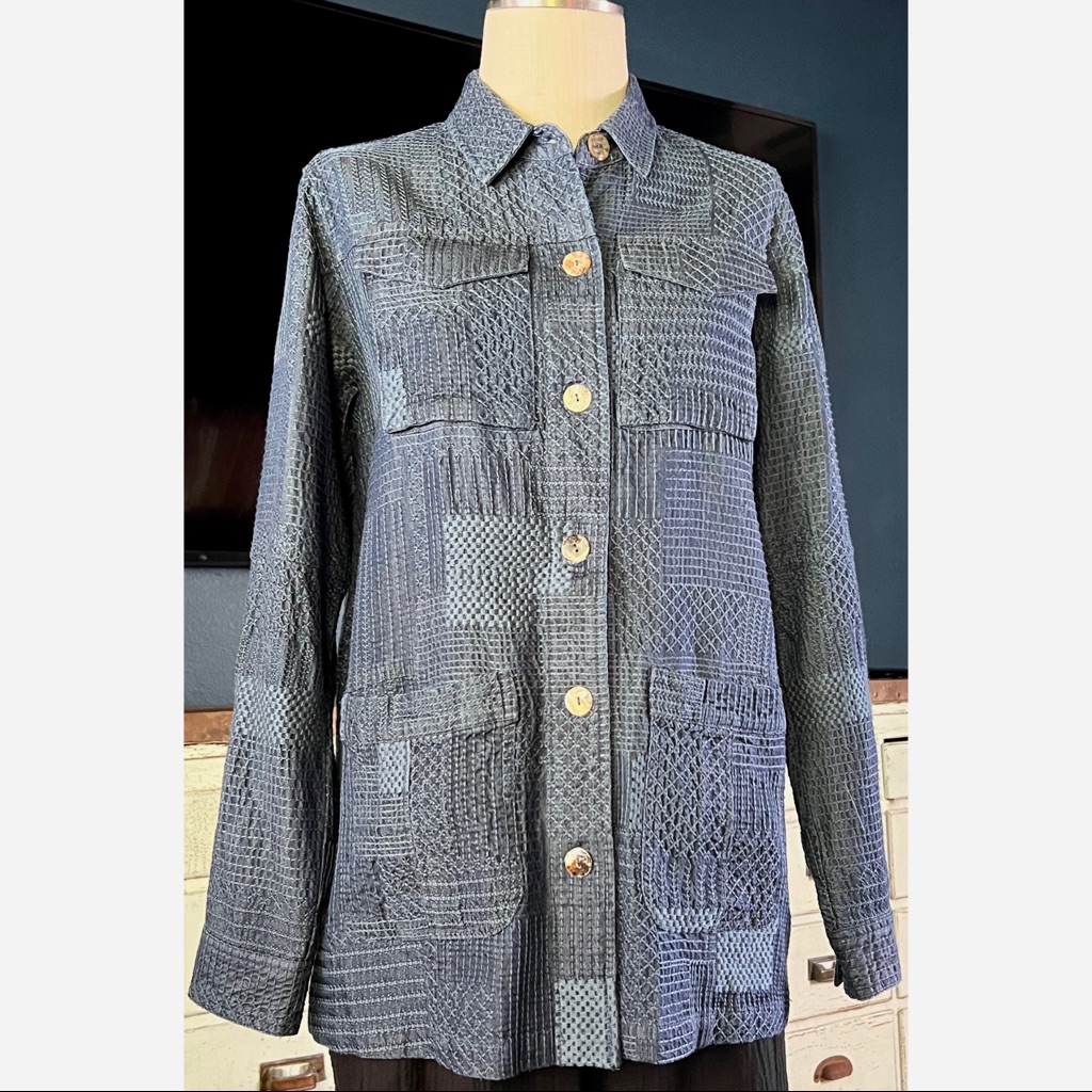 Johnny Was Thora Trapunto Embroidered Denim Jacket S